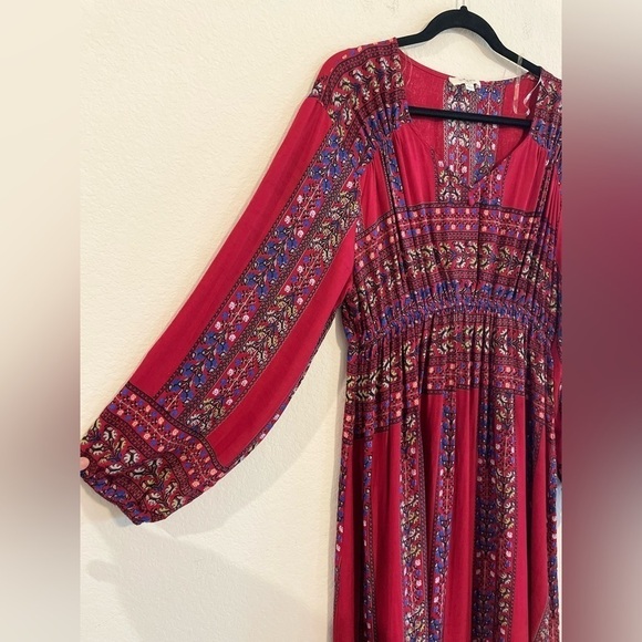 Umgee Women’s Maci Dress Large Red Blue Floral Bohemian Contemporary Cottagecore - Picture 4 of 12